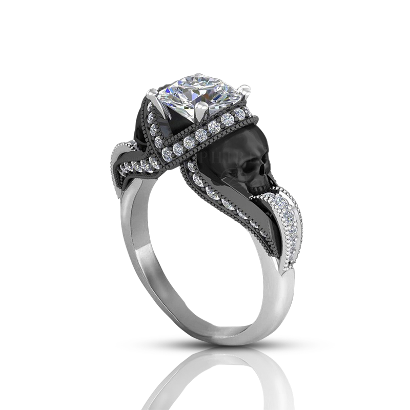 'Aphrodite' Gold Skull Engagement Ring