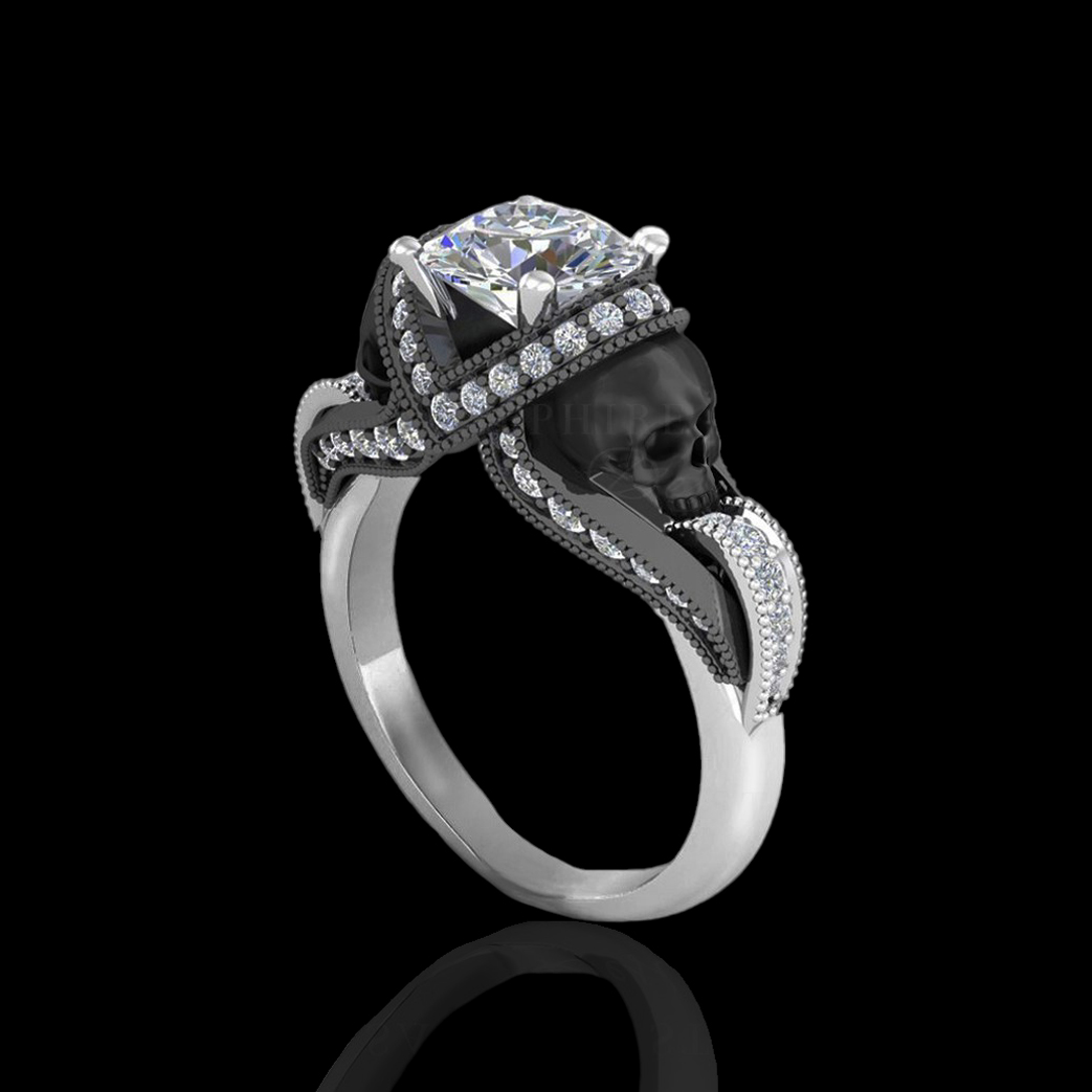 Sterling silver hotsell skull engagement rings