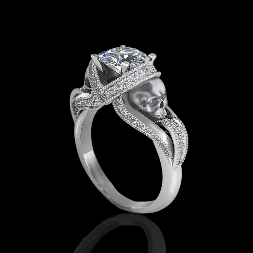White gold skull engagement ring deals