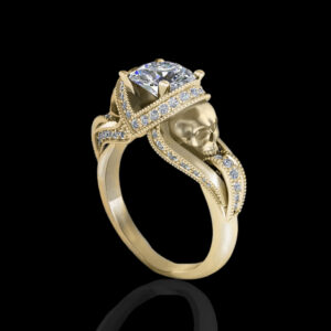 'Aphrodite' Gold Skull Engagement Ring