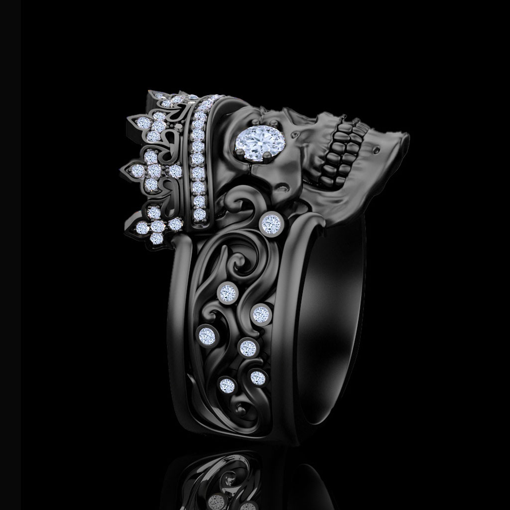 Castiel Noir' Black Gold Skull Ring