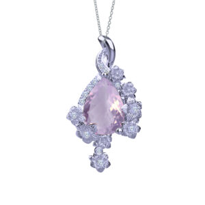 'Lila' Lavender Quartz Sterling Silver Flower Pendant