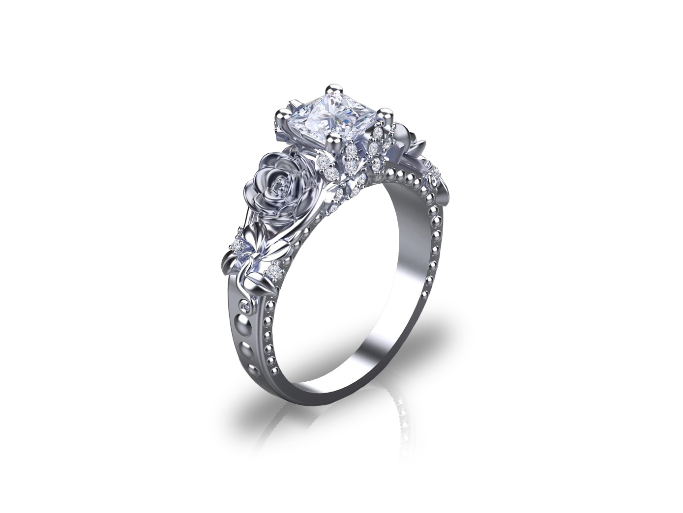 Rosa Del Amor' Natural White Diamond Engagement Ring