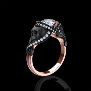 'St. Noir’ Natural White Diamond Gold Skull Engagement Ring
