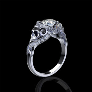'St. Noir’ Natural White Diamond Gold Skull Engagement Ring