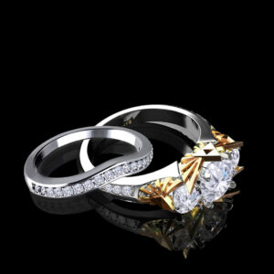 ‘Sacred’ Natural White Diamond Gold Bridal Set