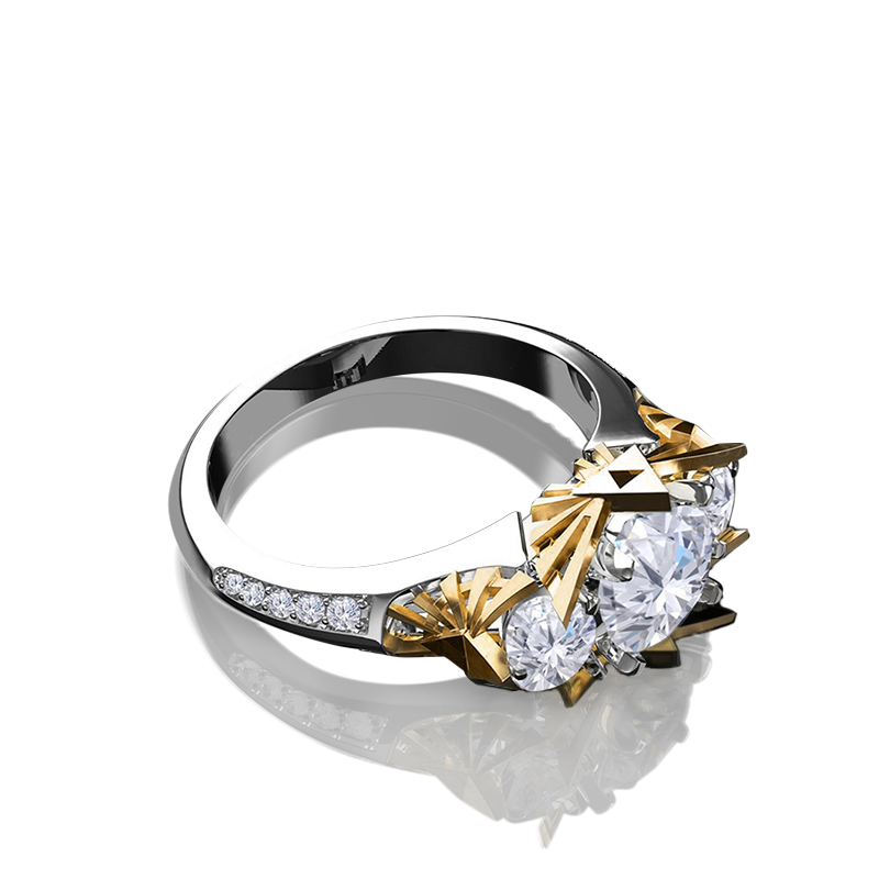 'Sacred' Natural White Diamond Gold Engagement Ring