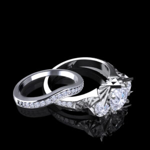‘Sacred’ Natural White Diamond Gold Bridal Set