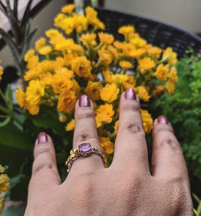 'Sakura' Natural White Diamond White/Yellow/Rose Gold Inspired Cardcaptor Ring