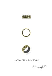 'Follow The White Rabbit' Gold Women's/Men's Band - 'Two Worlds' Alice in Wonderland Collection 3 'Follow The White Rabbit' Gold Women's/Men's Band - 'Two Worlds' Alice in Wonderland Collection