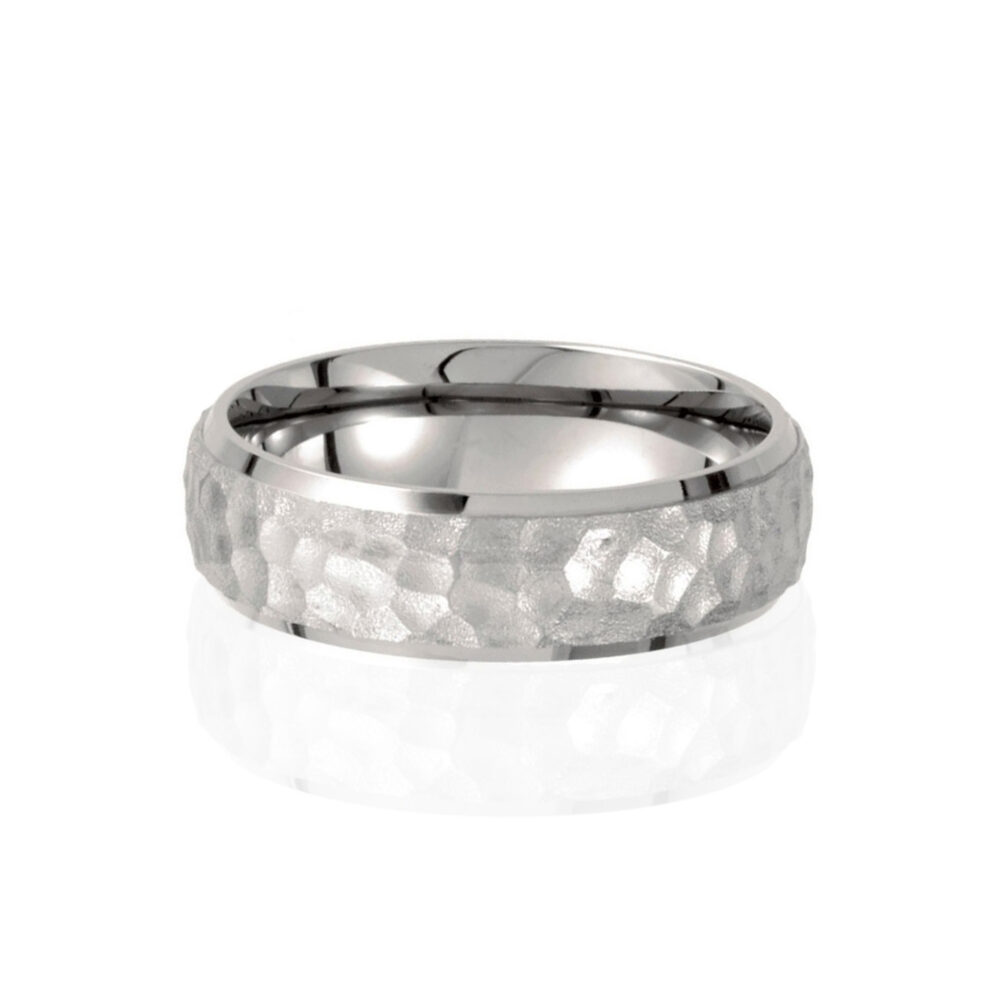 'T82' Hammered Titanium Mens Band