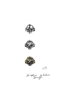 'VII' Men's Sterling Silver Snake Skull Ring