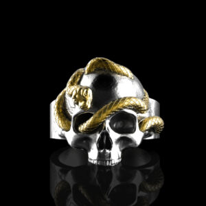 'VII' Men's Sterling Silver Snake Skull Ring