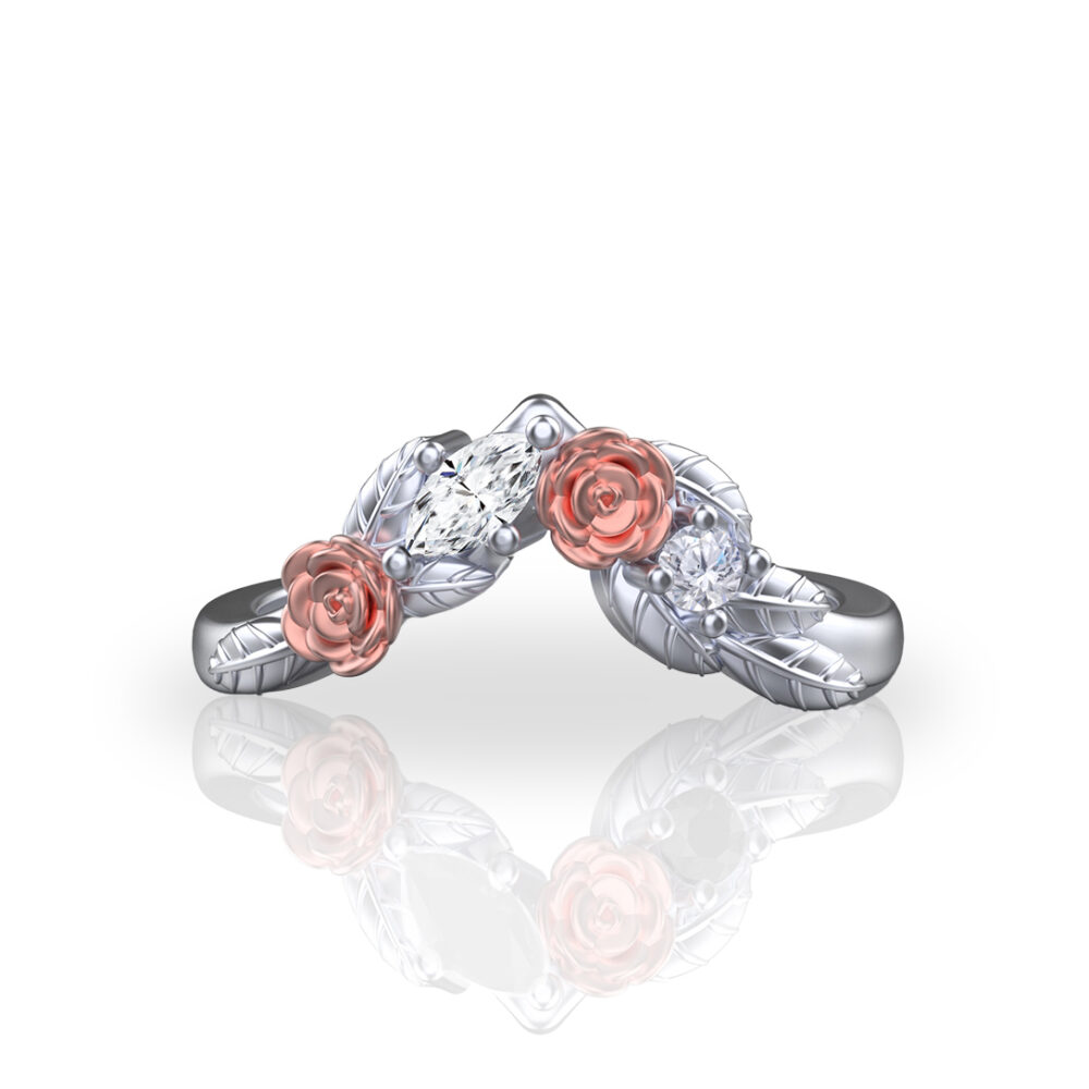 'Violette' Gold Chervon Floral Band