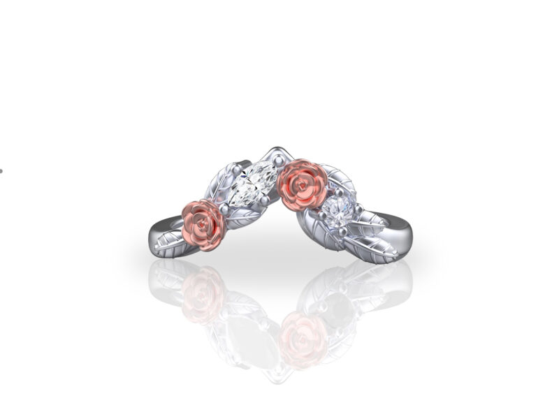 'Violette' Gold Chervon Floral Band