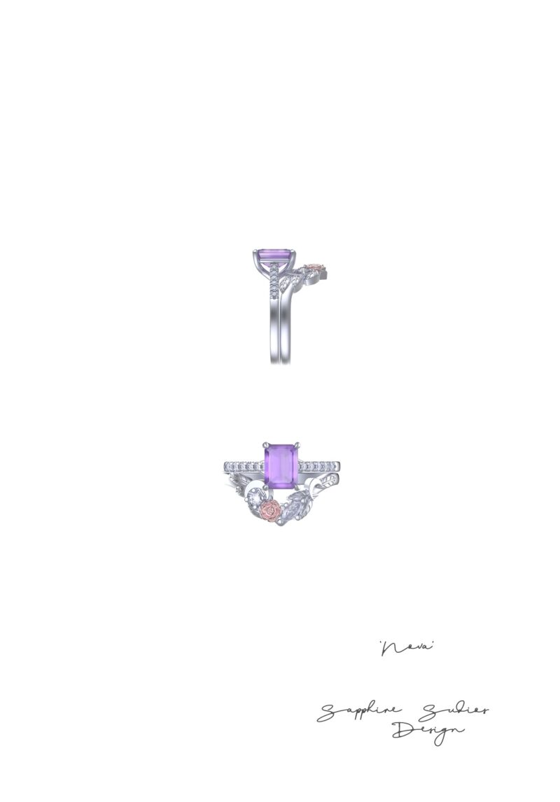 nova-emerald-cut-floral-ring-sketch