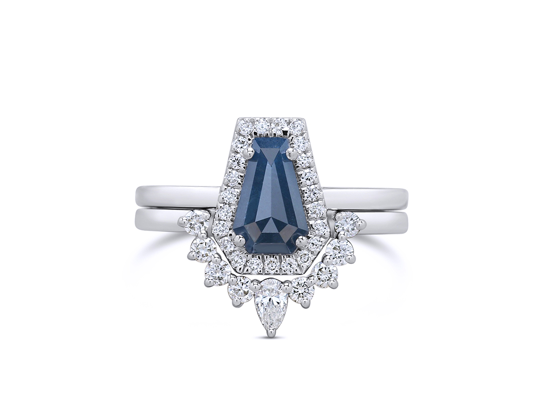 Blue Diamond Wedding Ring Sets