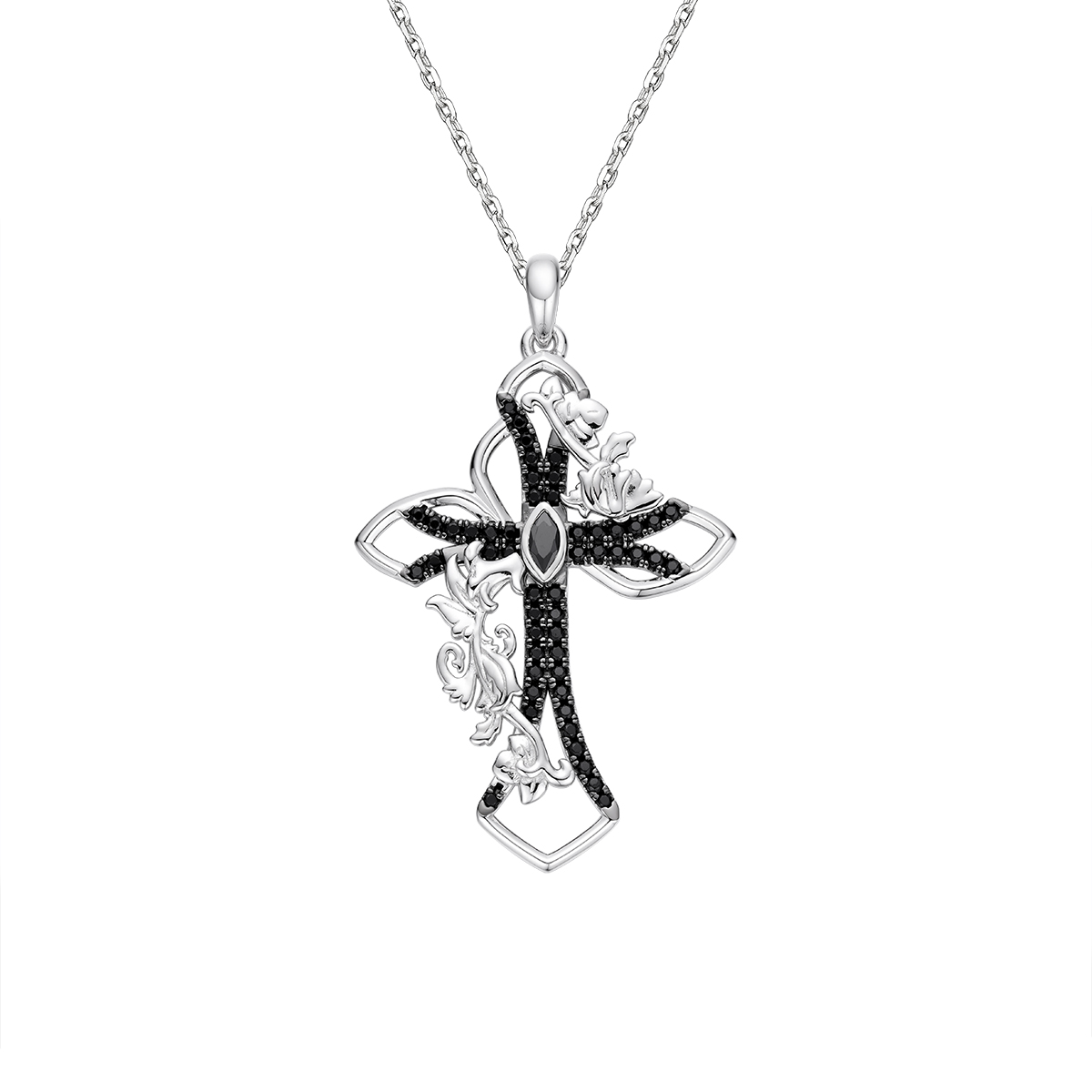 Black Hematite Cross Necklace Value Priced