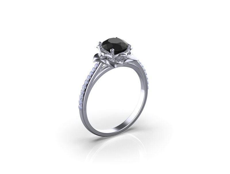 viola-gold-floral-black-dimaond-engagement-ring