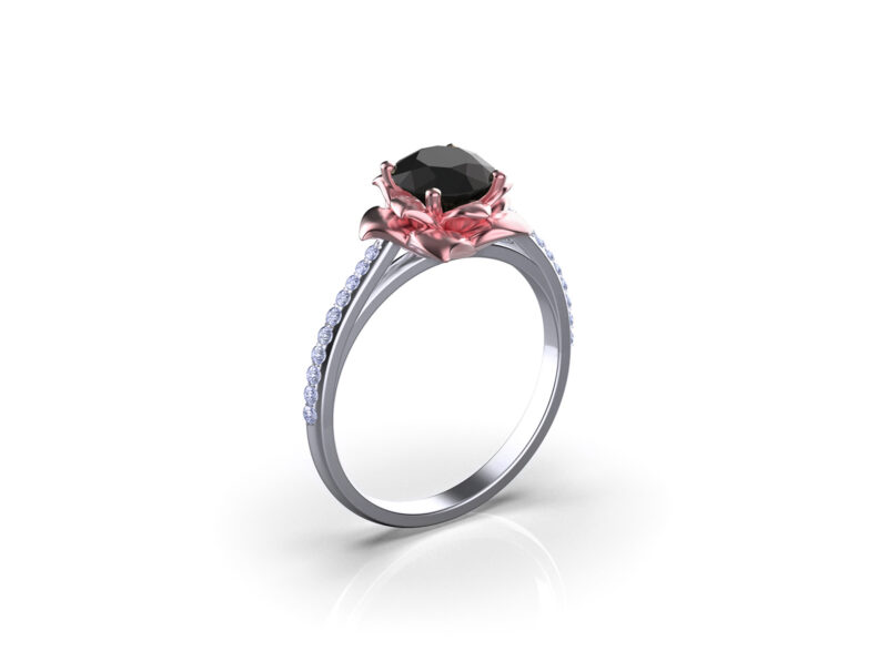 viola-gold-floral-black-dimaond-engagement-ring