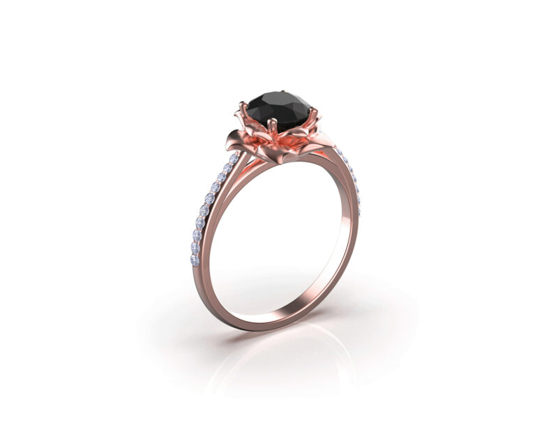 viola-gold-floral-black-dimaond-engagement-ring
