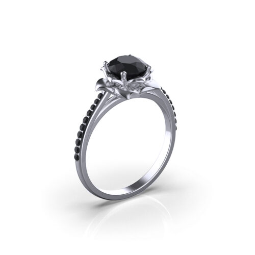 viola-gold-floral-black-dimaond-engagement-ring