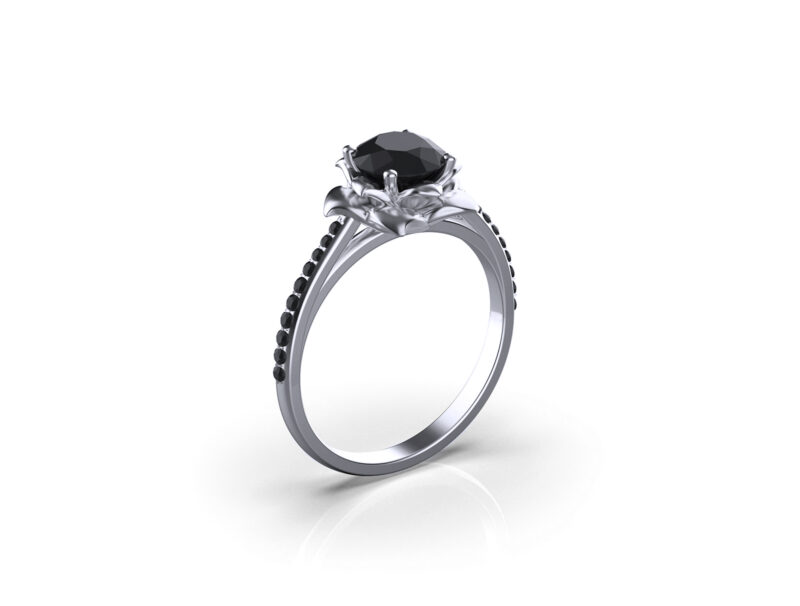 viola-gold-floral-black-dimaond-engagement-ring