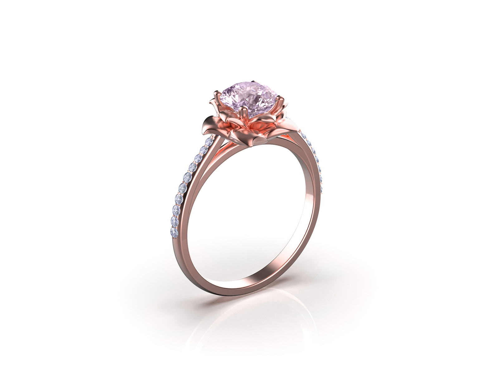 Oval Morganite Engagement Ring in Rose Gold Scalloped Diamond Band | La  More Design