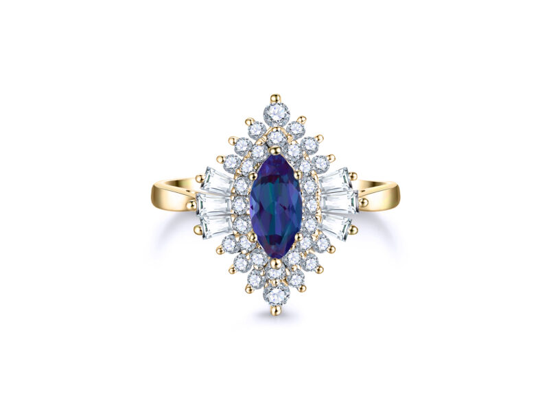 celine-oval-alexandrite-halo-baguette-cut-gold-ring
