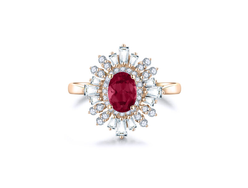 celine-oval-ruby-halo-baguette-cut-gold-ring