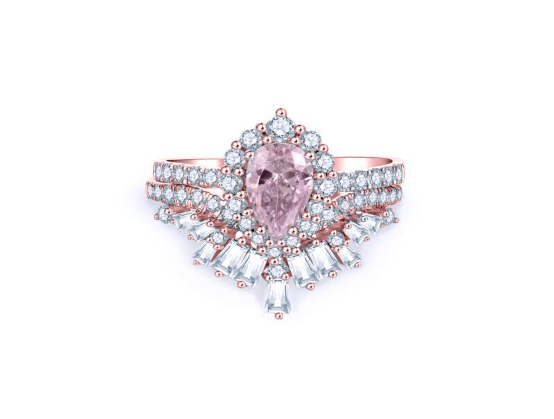 harper-pear-cut-morganite-halo-baguette-gold-bridal-set