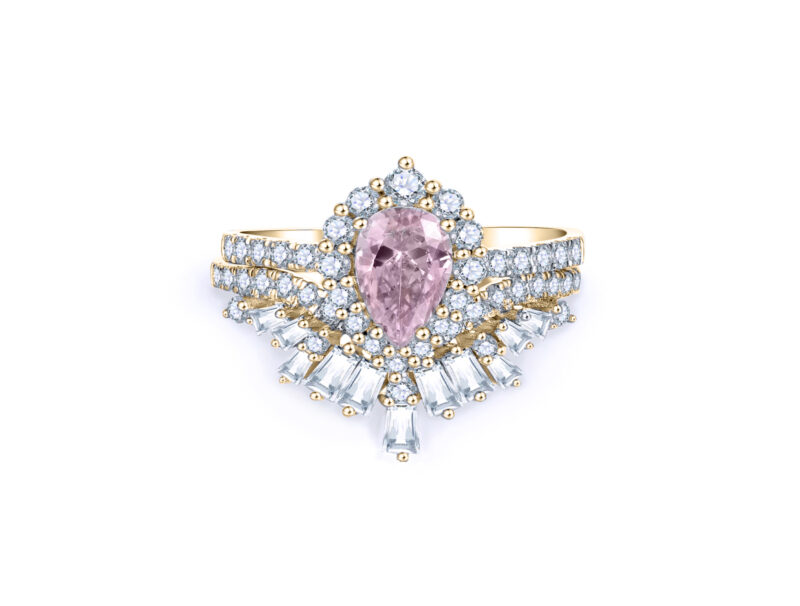 harper-pear-cut-morganite-halo-baguette-gold-bridal-set