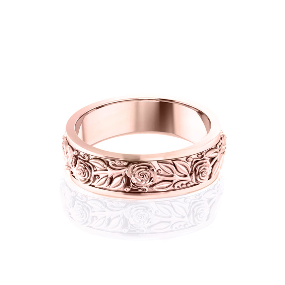 roses-rose-gold-mens-or-womens-floral- wedding-band