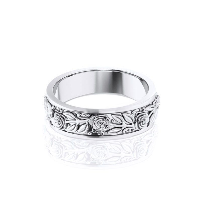 roses-sterling-silver-mens-or-womens-floral- wedding-band