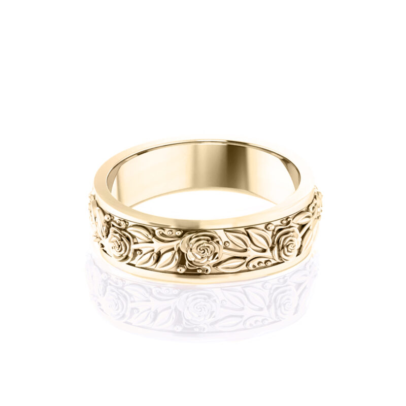 roses-yellow-gold-mens-or-womens-floral- wedding-band