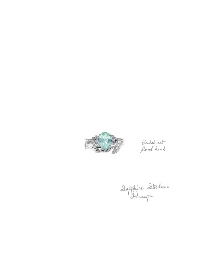1-39ct-certified-oval-cut-tourmaline-18k-white-gold-floral-set-sketch