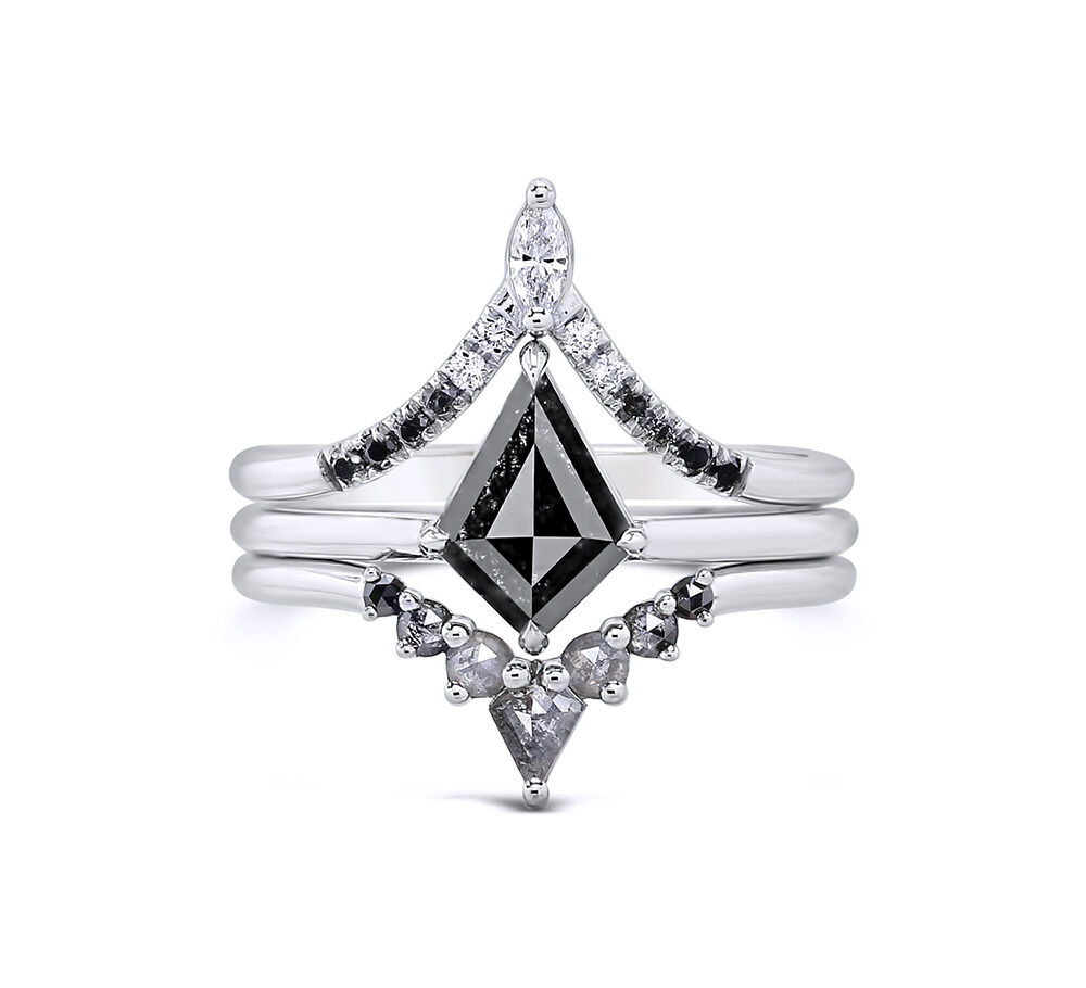 1-09ct-natural-black-diamond-kite-cut-14k-white-gold-3-ring-set