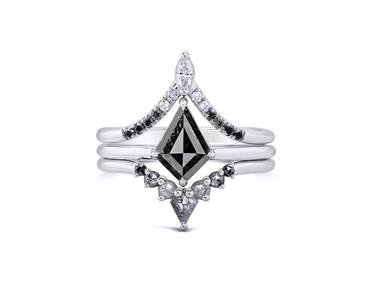 1-09ct-natural-black-diamond-kite-cut-14k-white-gold-3-ring-set