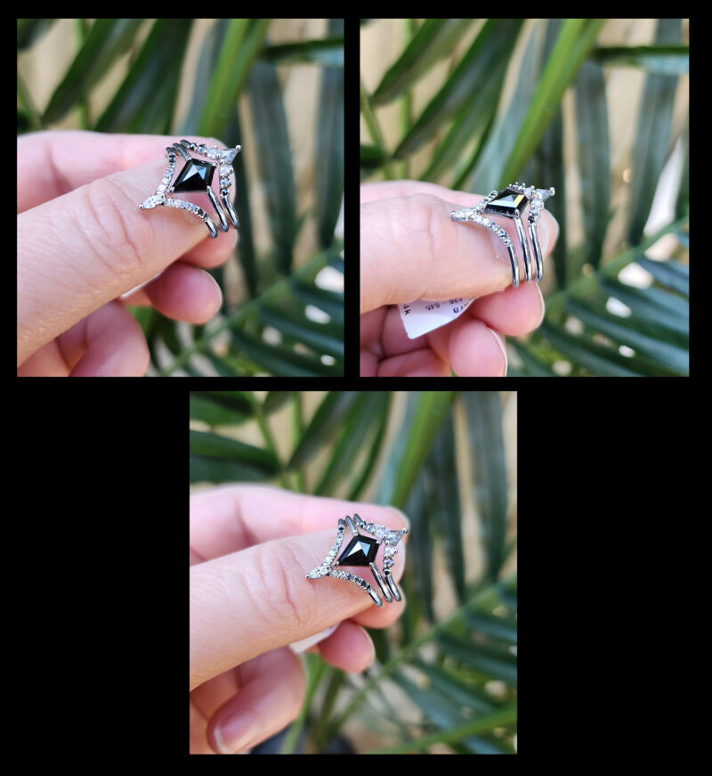 1-09ct-natural-black-diamond-kite-cut-14k-white-gold-3-ring-set
