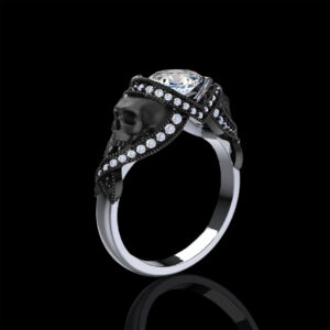 St. Noir Natural Diamond Gold Skull Engagement Ring