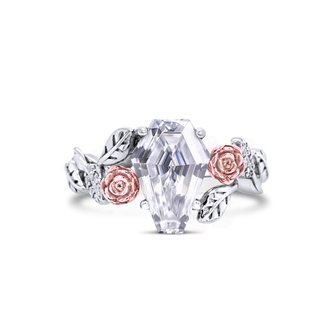 Lileve' Coffin Cut Floral Ring | Sapphire Studios Design
