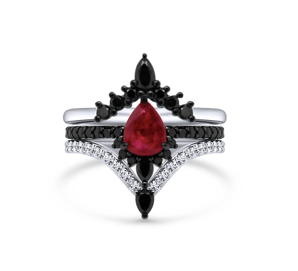 1-04ct-ruby-pear-cut-black-white-diamond-14k-white-gold-3-bridal-set