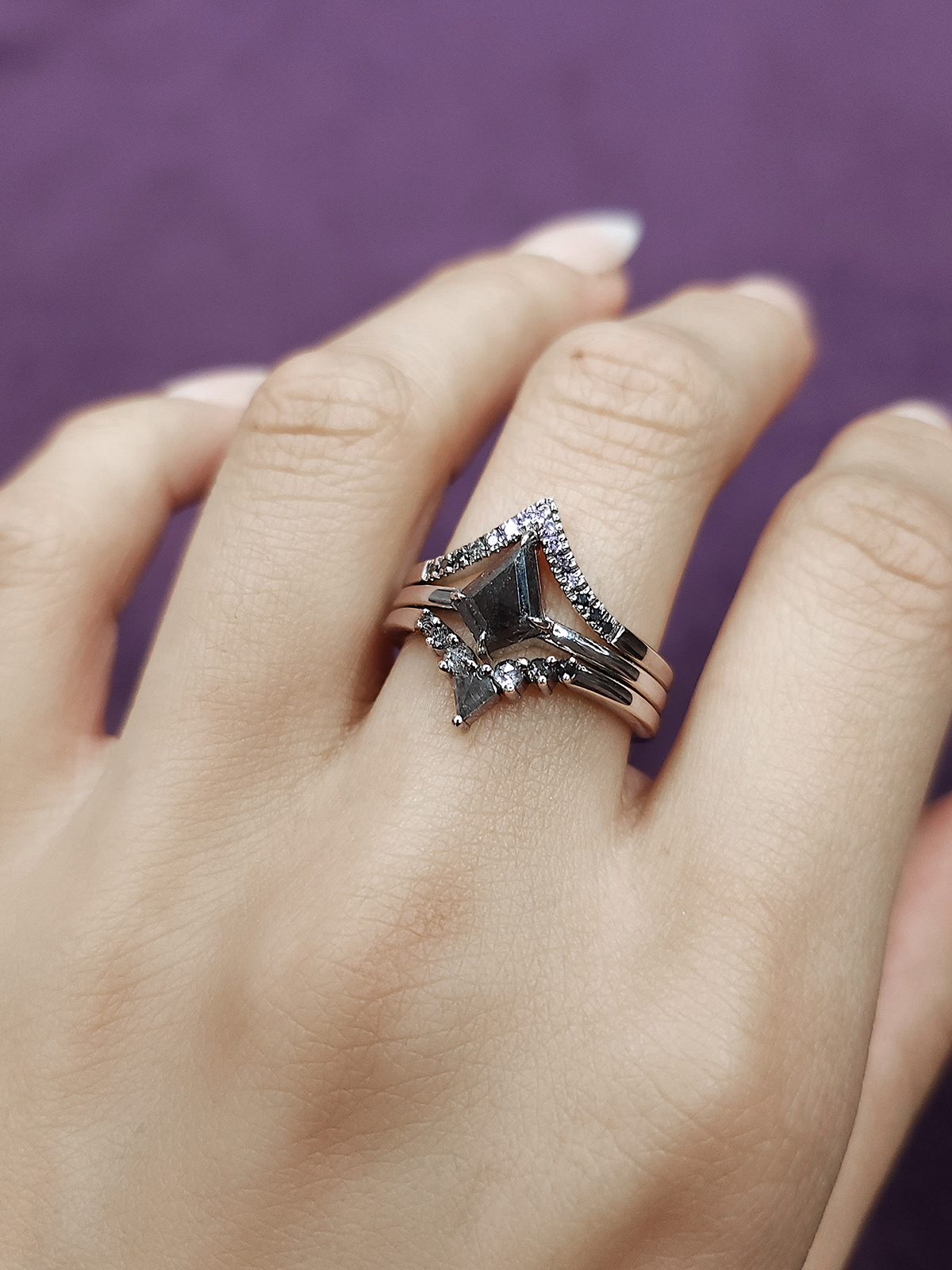 0-73ct-natural-black-diamond-kite-cut-14k-white-gold-3-ring-bridal-set