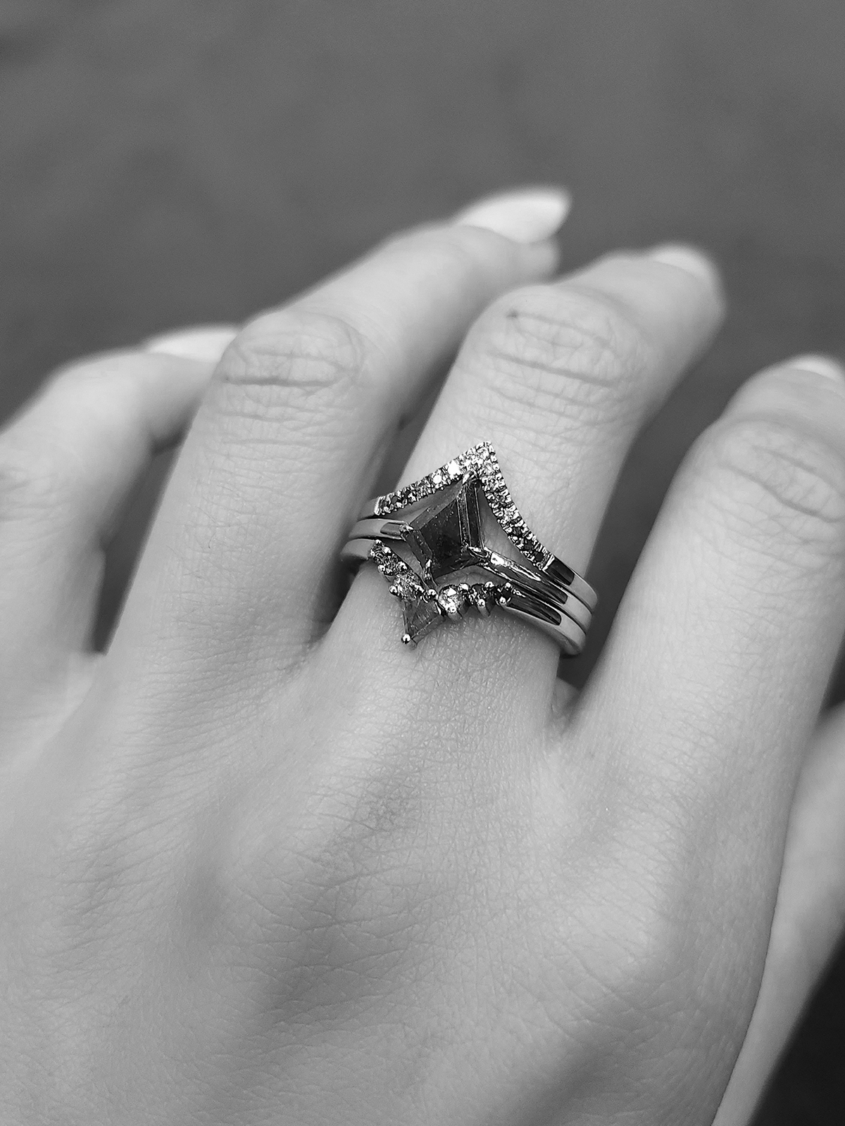 0-73ct-natural-black-diamond-kite-cut-14k-white-gold-3-ring-bridal-set