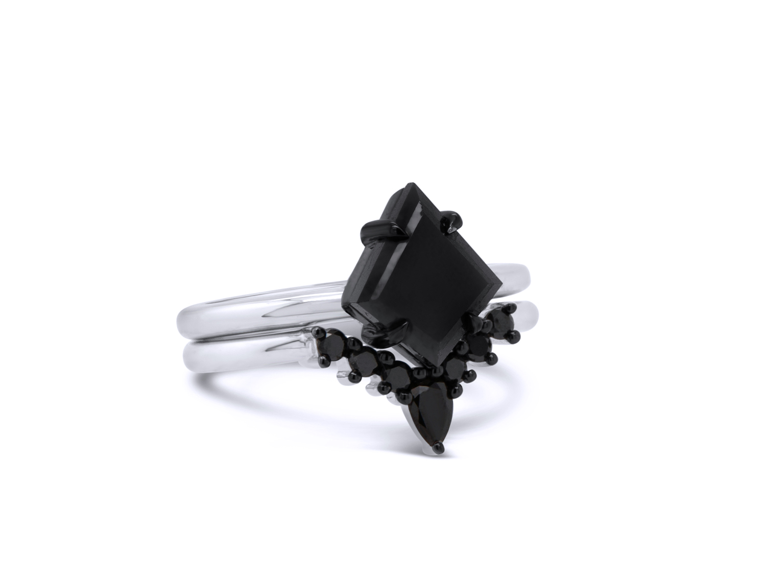 1-64ct-natural-black-diamond-kite-cut-14k-white-gold-bridal-set